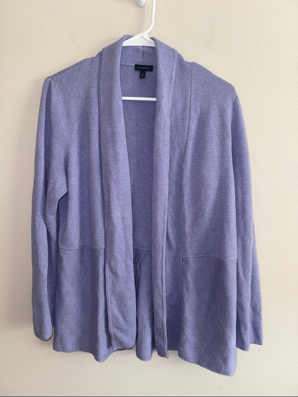Talbots medium purple lavender shawl open knit cardigan sweater women’s